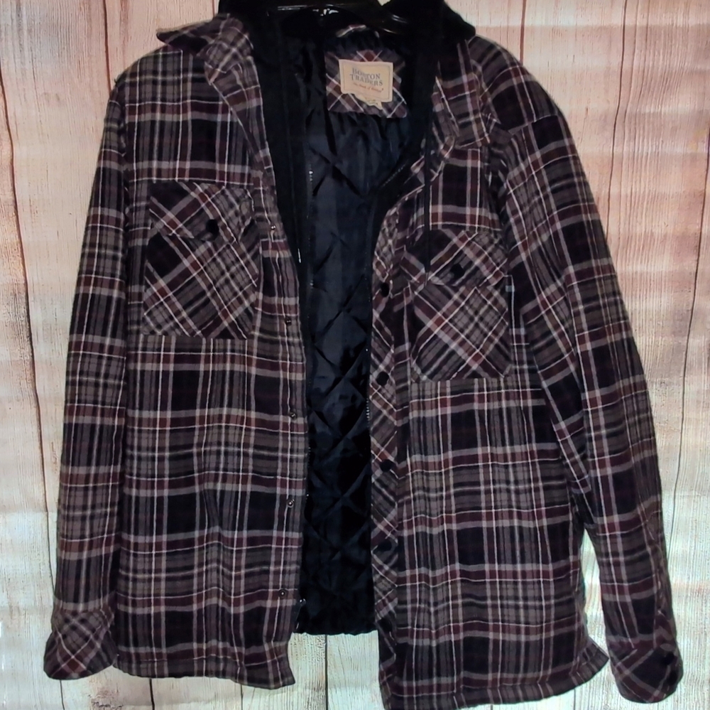 Men's Plaid Jacket - Black and Burgundy